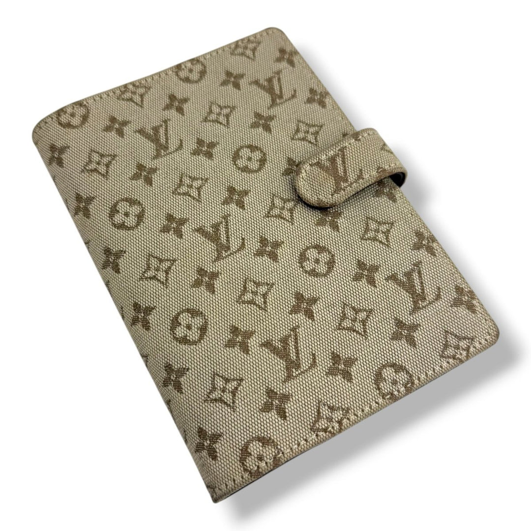 Louis Vuitton Lin Monogram Beige PM Ring Agenda Wallet - Lux Central
