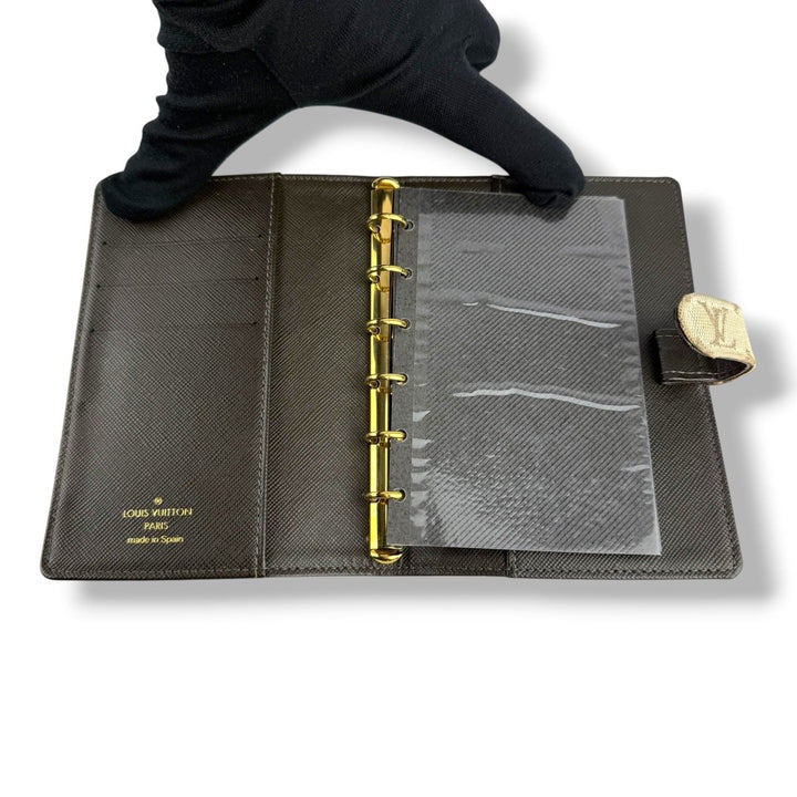 Louis Vuitton Lin Monogram Beige PM Ring Agenda Wallet - Lux Central
