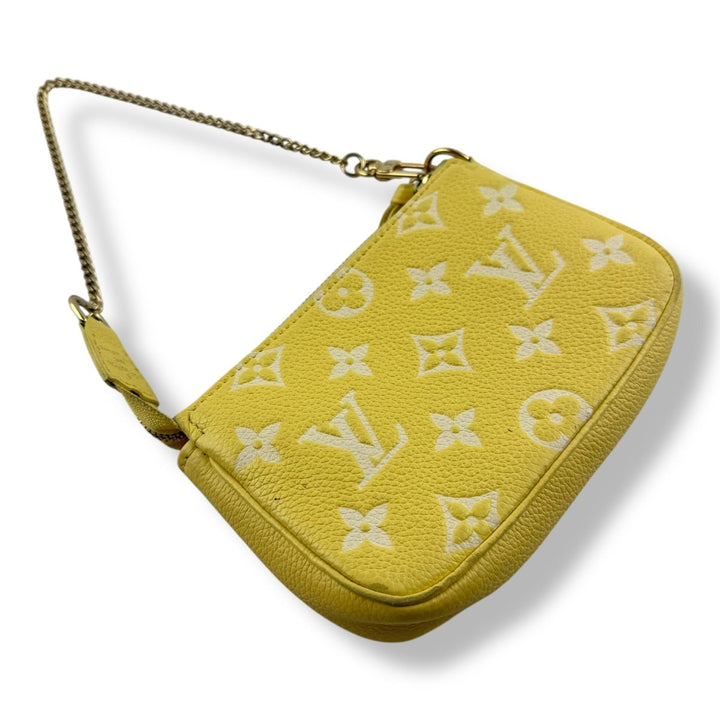 Louis Vuitton Mini Pochette Accessories Yellow Lemon Empreinte Monogram Bag - Lux Central