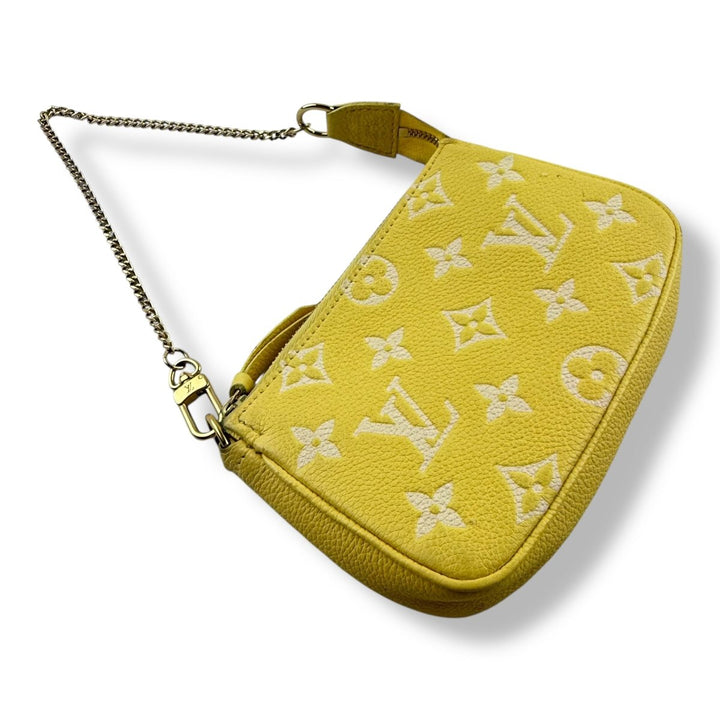 Louis Vuitton Mini Pochette Accessories Yellow Lemon Empreinte Monogram Bag - Lux Central