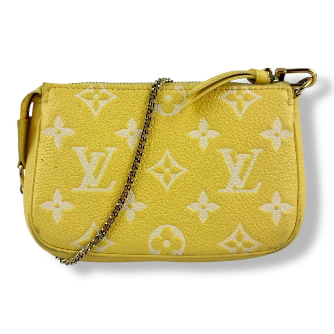 Louis Vuitton Mini Pochette Accessories Yellow Lemon Empreinte Monogram Bag - Lux Central