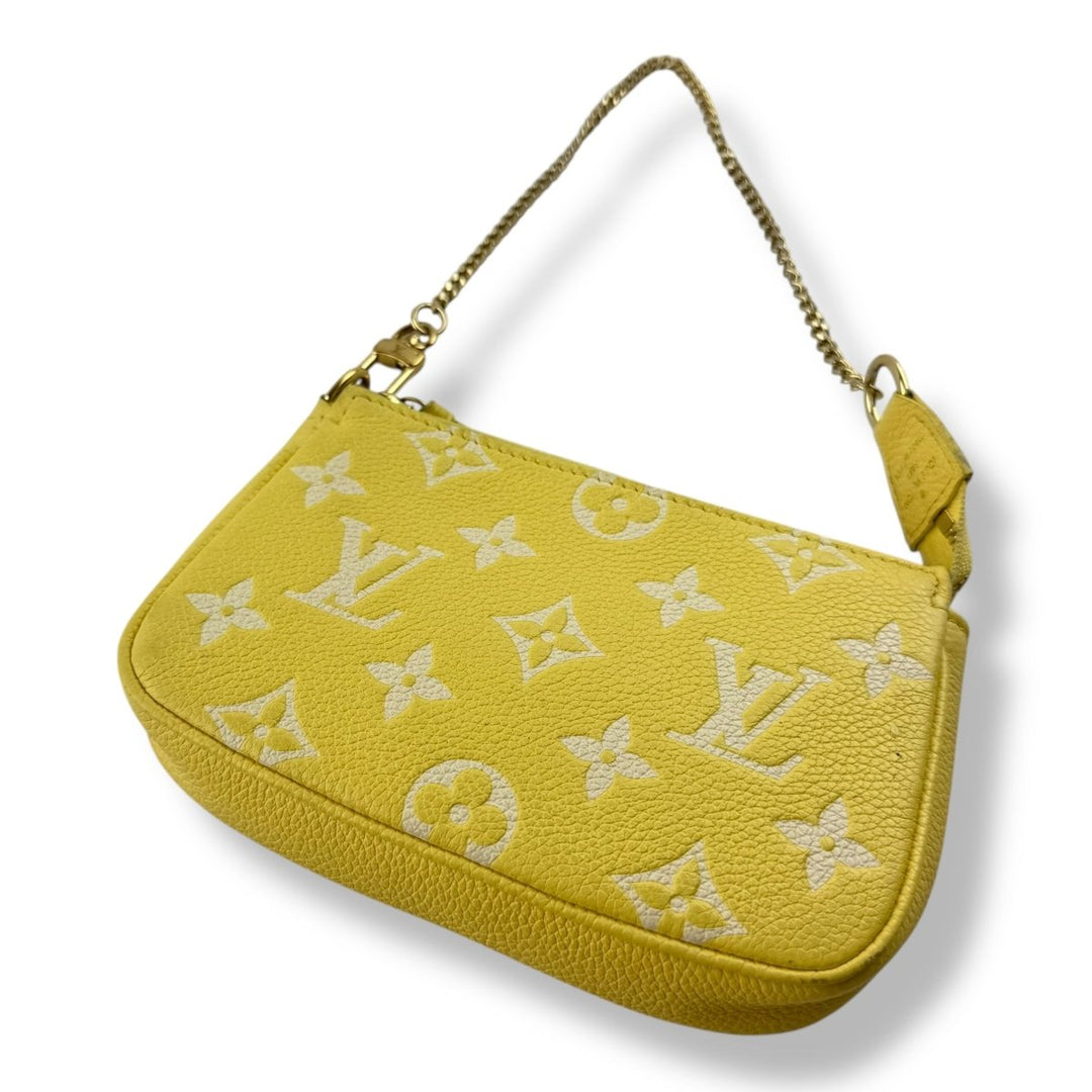 Louis Vuitton Mini Pochette Accessories Yellow Lemon Empreinte Monogram Bag - Lux Central