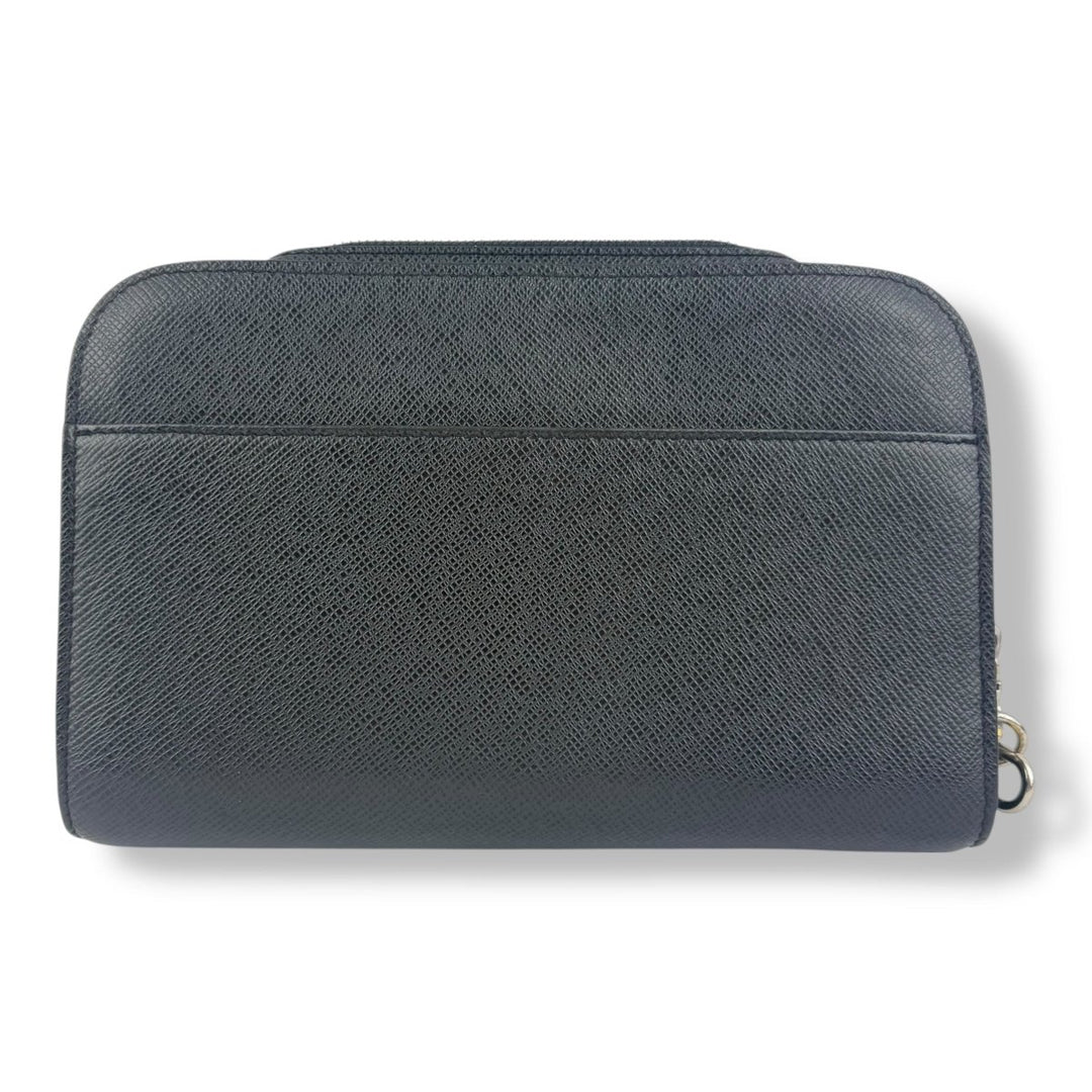 Louis Vuitton Orsay Black Leather Taiga Baikal Clutch Bag - Lux Central
