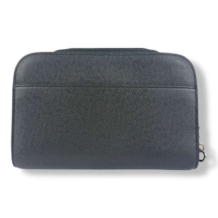 Louis Vuitton Orsay Black Leather Taiga Baikal Clutch Bag - Lux Central