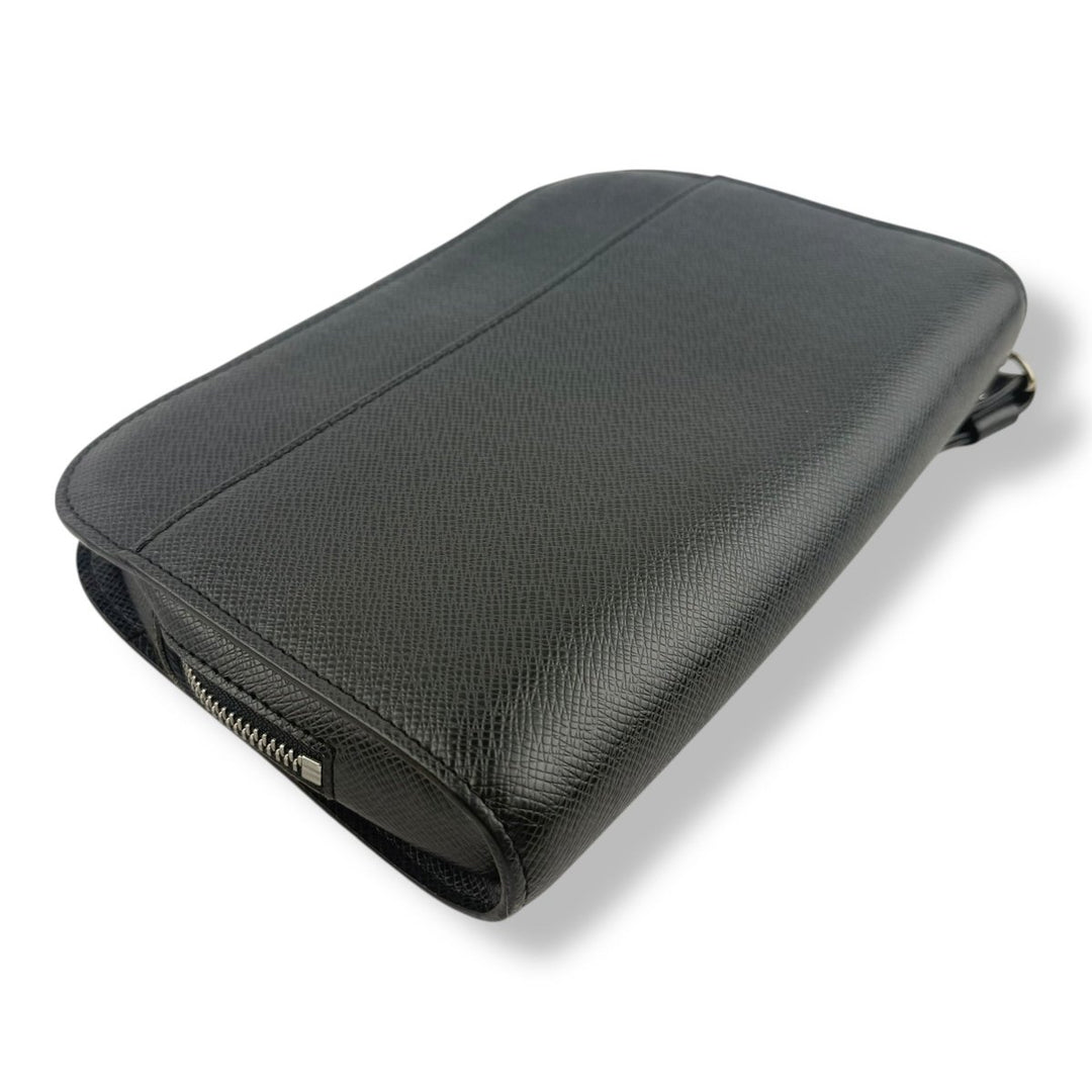 Louis Vuitton Orsay Black Leather Taiga Baikal Clutch Bag - Lux Central