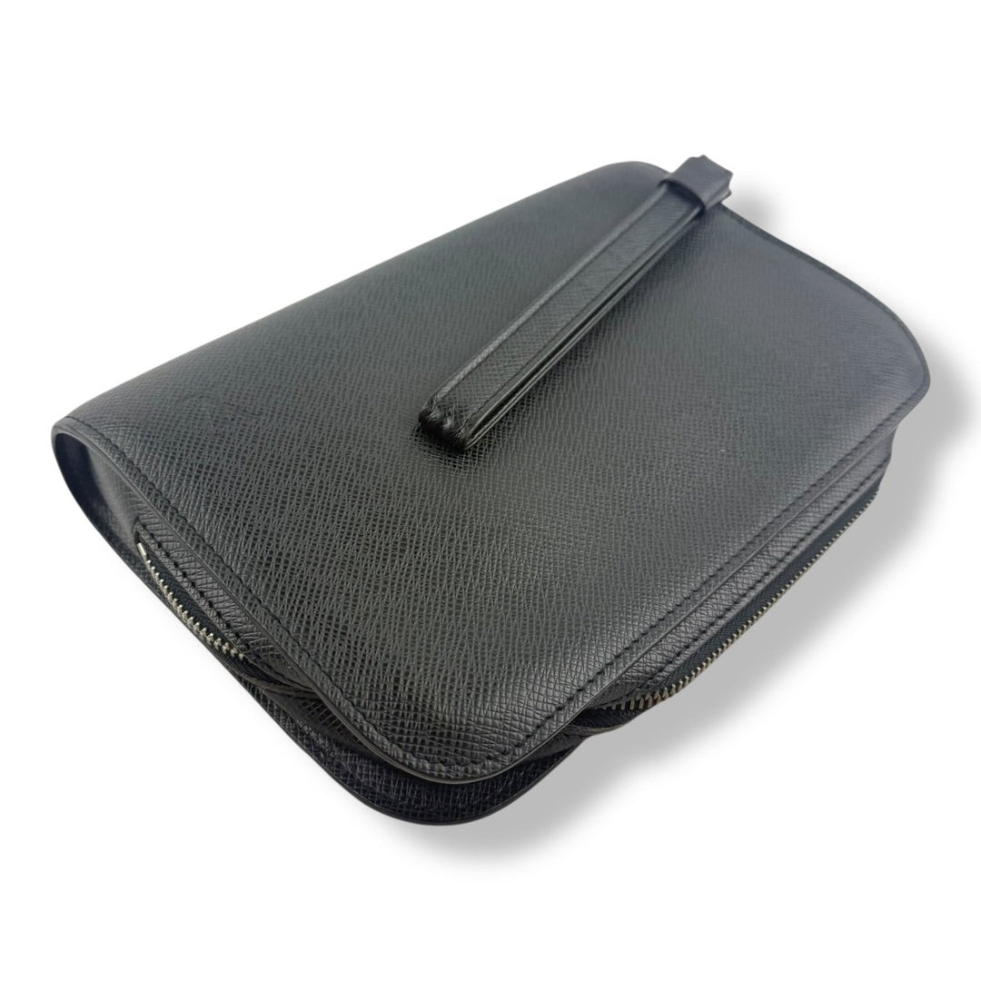 Louis Vuitton Orsay Black Leather Taiga Baikal Clutch Bag - Lux Central