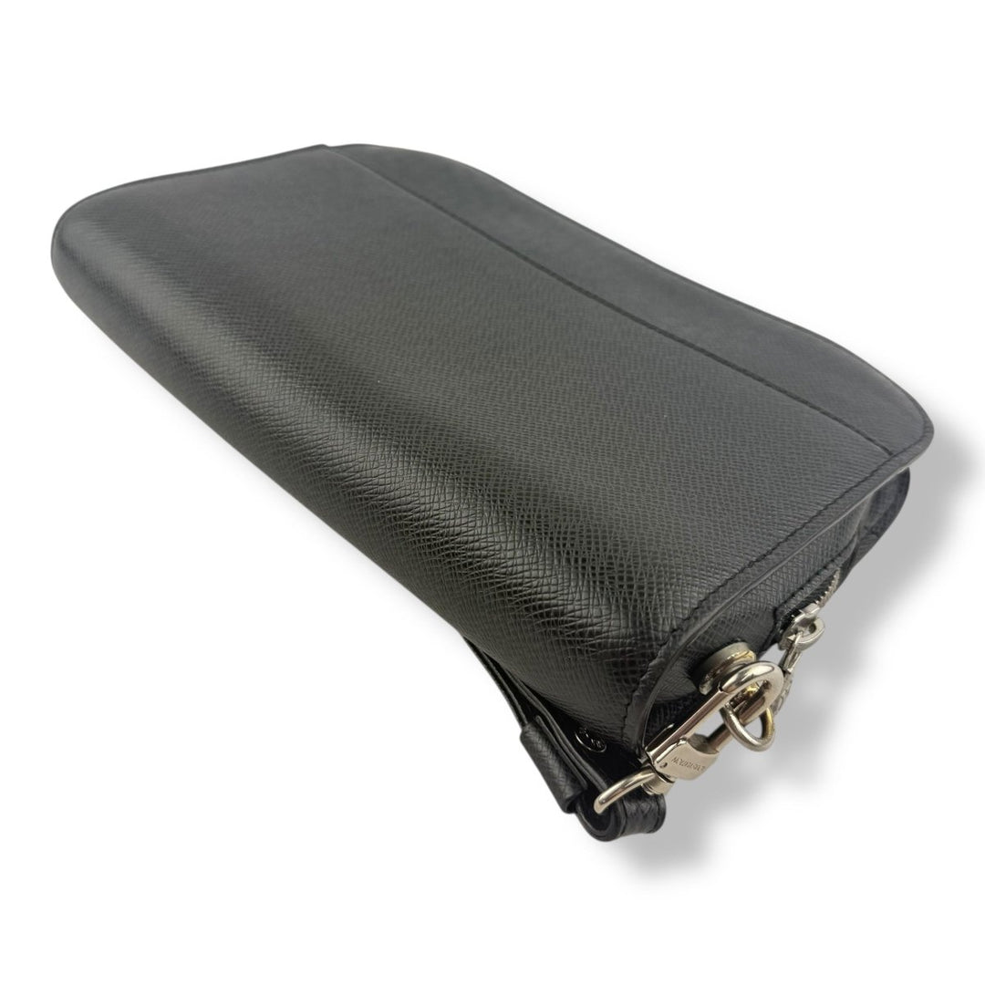Louis Vuitton Orsay Black Leather Taiga Baikal Clutch Bag - Lux Central
