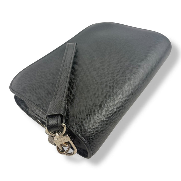 Louis Vuitton Orsay Black Leather Taiga Baikal Clutch Bag - Lux Central