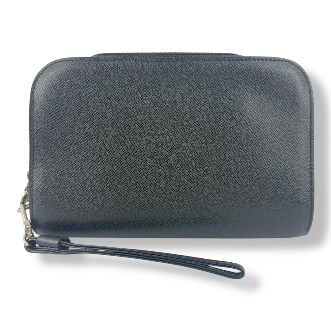 Louis Vuitton Orsay Black Leather Taiga Baikal Clutch Bag - Lux Central