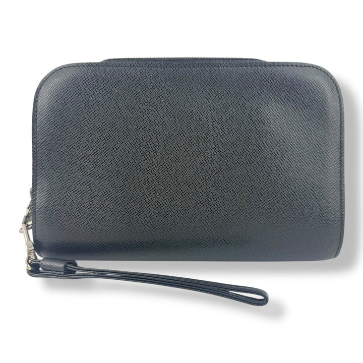 Louis Vuitton Orsay Black Leather Taiga Baikal Clutch Bag - Lux Central