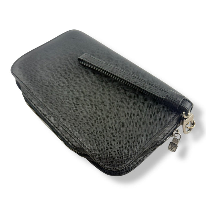 Louis Vuitton Orsay Black Leather Taiga Baikal Clutch Bag - Lux Central