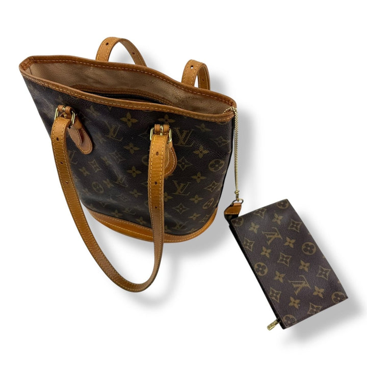 Louis Vuitton PM Bucket Tote Brown Monogram Handbag - Lux Central