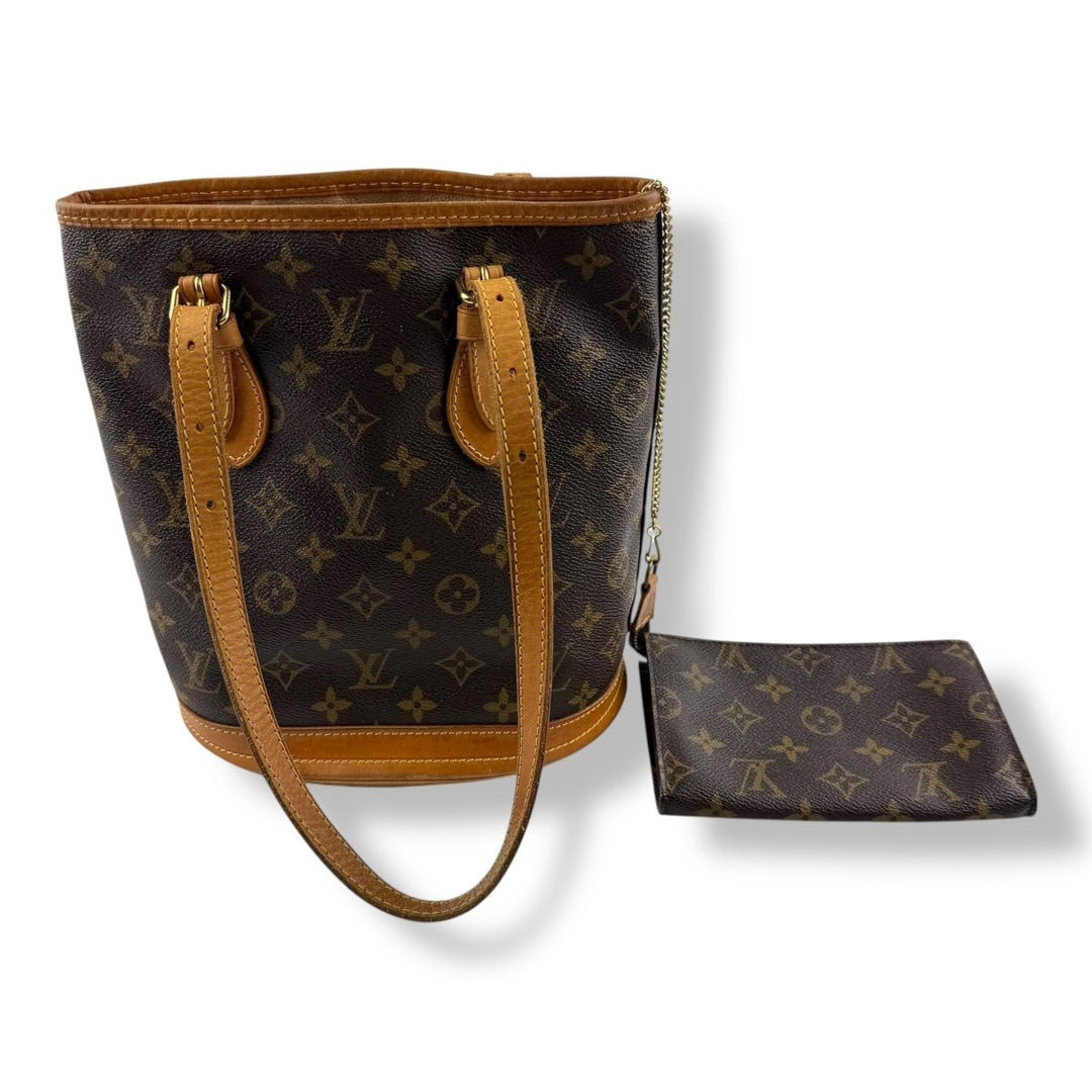 Louis Vuitton PM Bucket Tote Brown Monogram Handbag - Lux Central