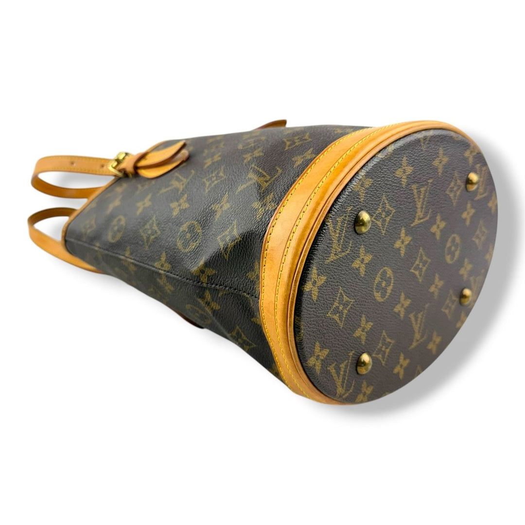 Louis Vuitton PM Bucket Tote Brown Monogram Handbag - Lux Central