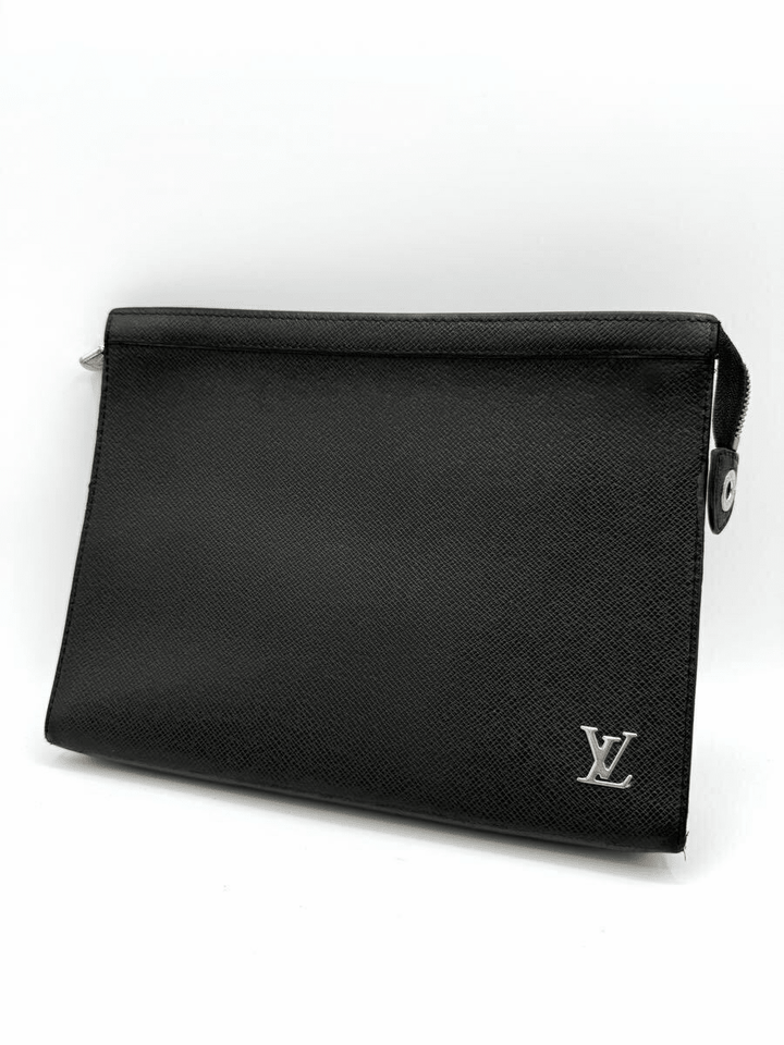 Louis Vuitton Pochette Voyage Black Taiga Pouch - Lux Central