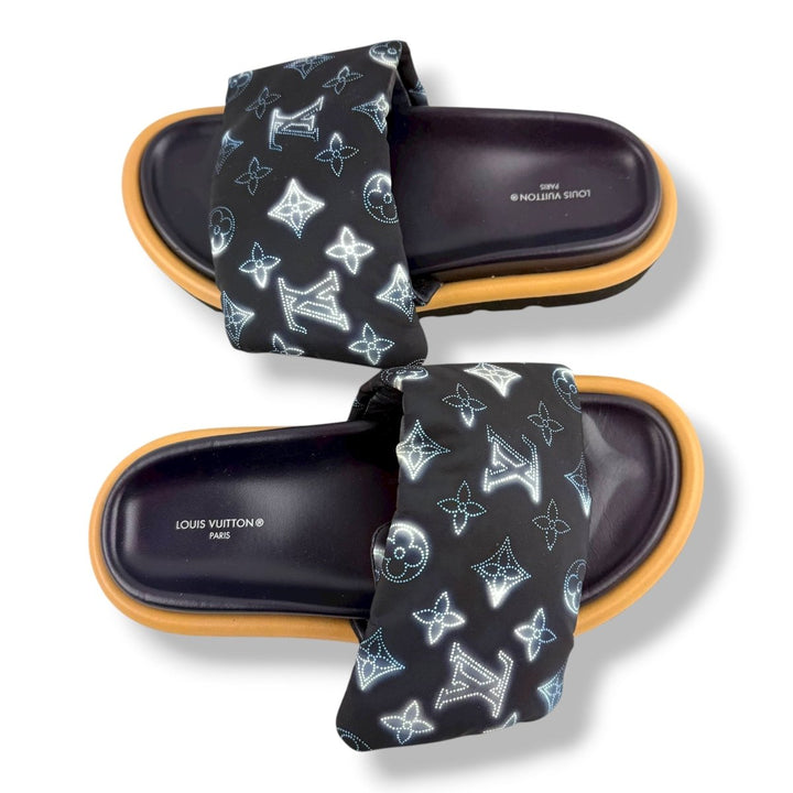 Louis Vuitton Pool Pillow Slides Navy Monogram UK 4 / EU 37 - Lux Central
