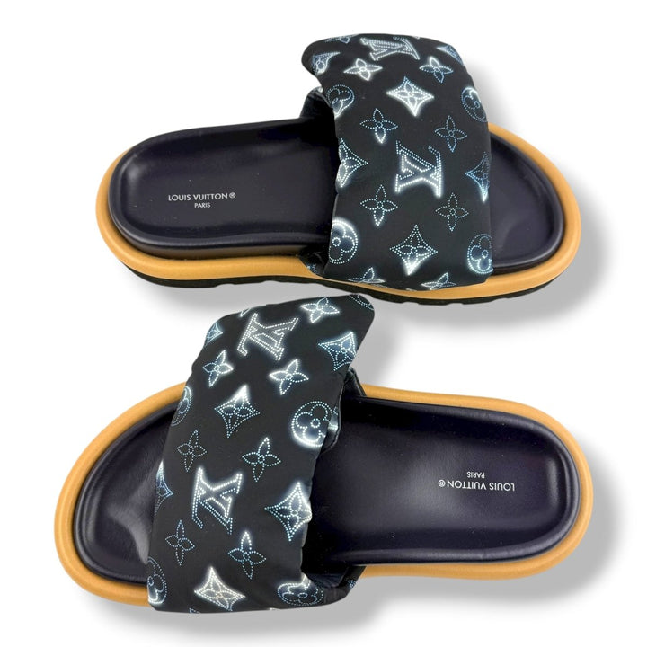 Louis Vuitton Pool Pillow Slides Navy Monogram UK 4 / EU 37 - Lux Central
