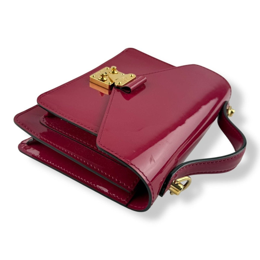 Louis Vuitton Red Fuchsia Patent Vernis Monceau BB Crossbody Handbag - Lux Central