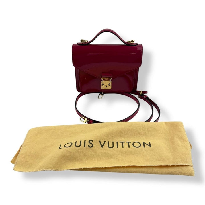Louis Vuitton Red Fuchsia Patent Vernis Monceau BB Crossbody Handbag - Lux Central