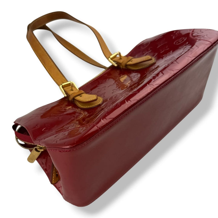 Louis Vuitton Red Rosewood Patent Vernis Handbag - Lux Central