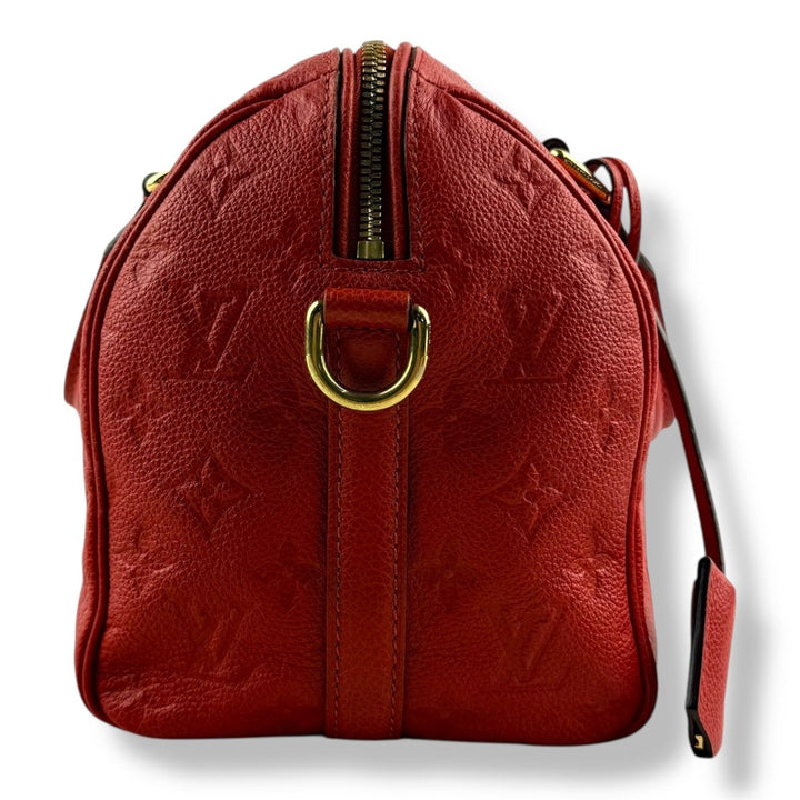 Louis Vuitton Red Speedy Bandouliere 25 Monogram Leather Handbag - Lux Central