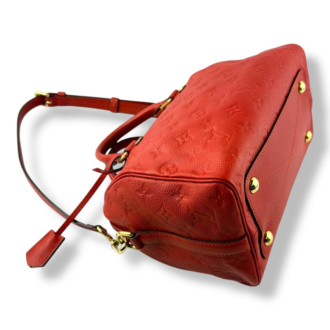Louis Vuitton Red Speedy Bandouliere 25 Monogram Leather Handbag - Lux Central