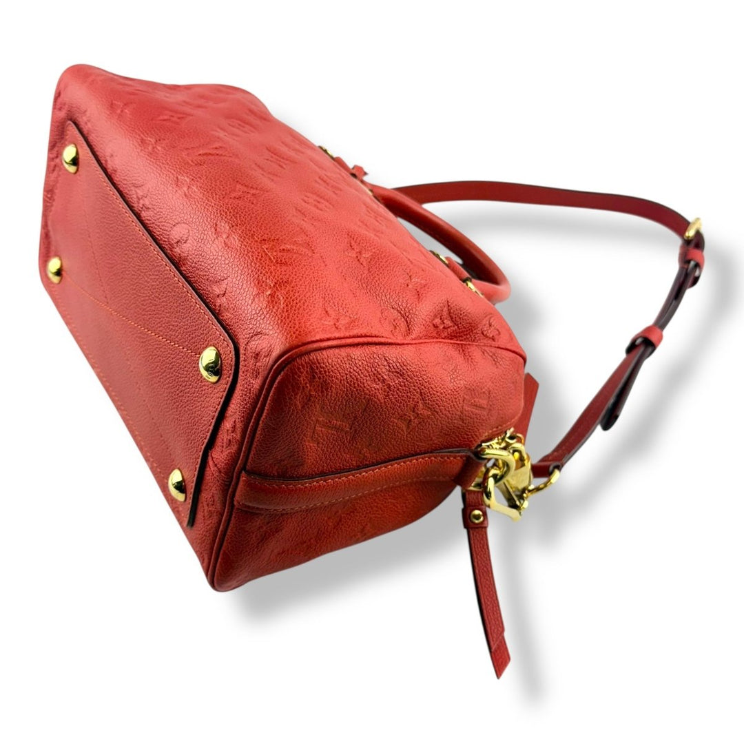 Louis Vuitton Red Speedy Bandouliere 25 Monogram Leather Handbag - Lux Central