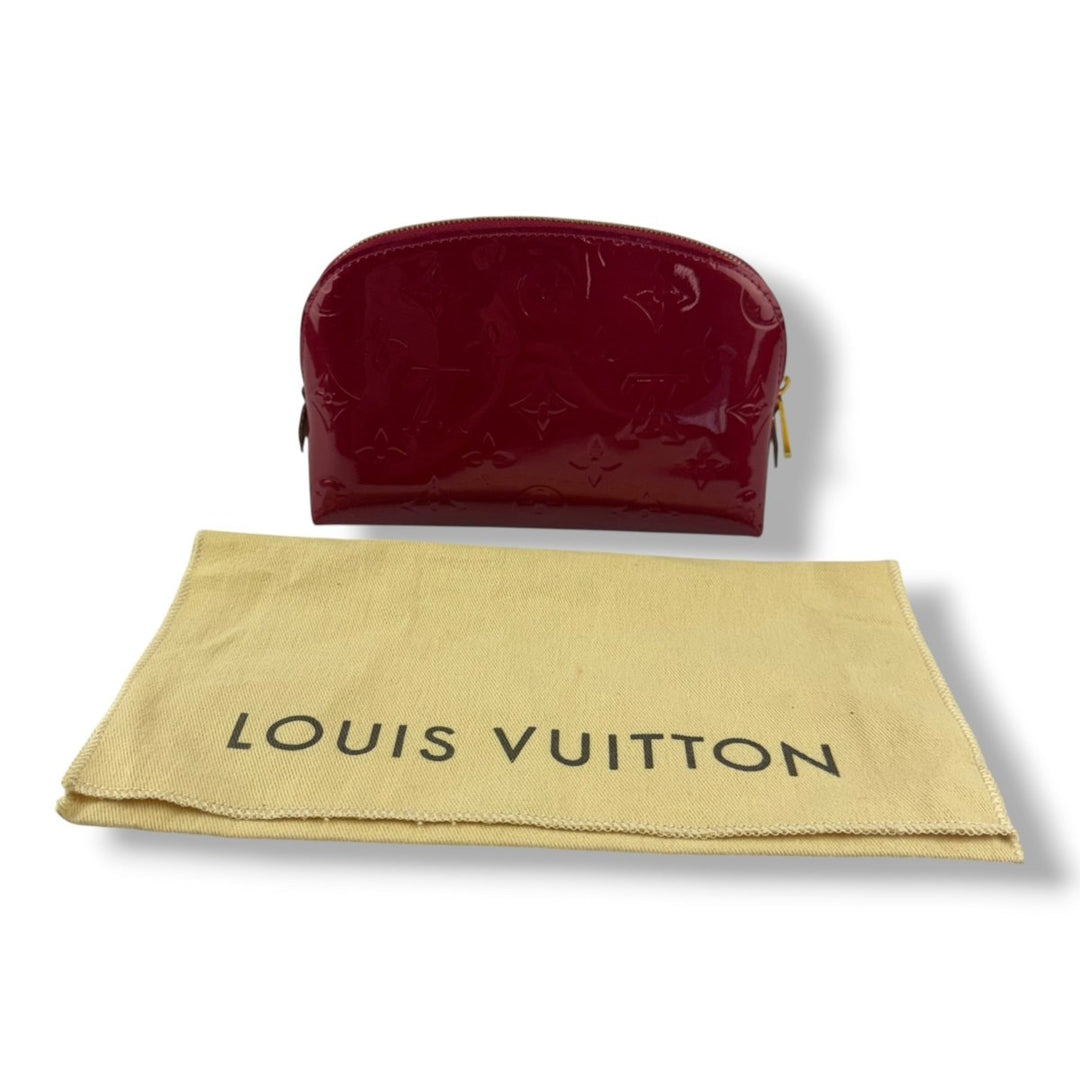 Louis Vuitton Red Vernis Patent Leather Travel Cosmetic PM Pouch - Lux Central