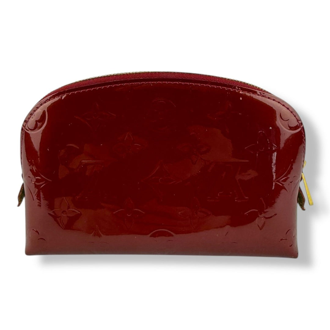 Louis Vuitton Red Vernis Patent Leather Travel Cosmetic PM Pouch - Lux Central