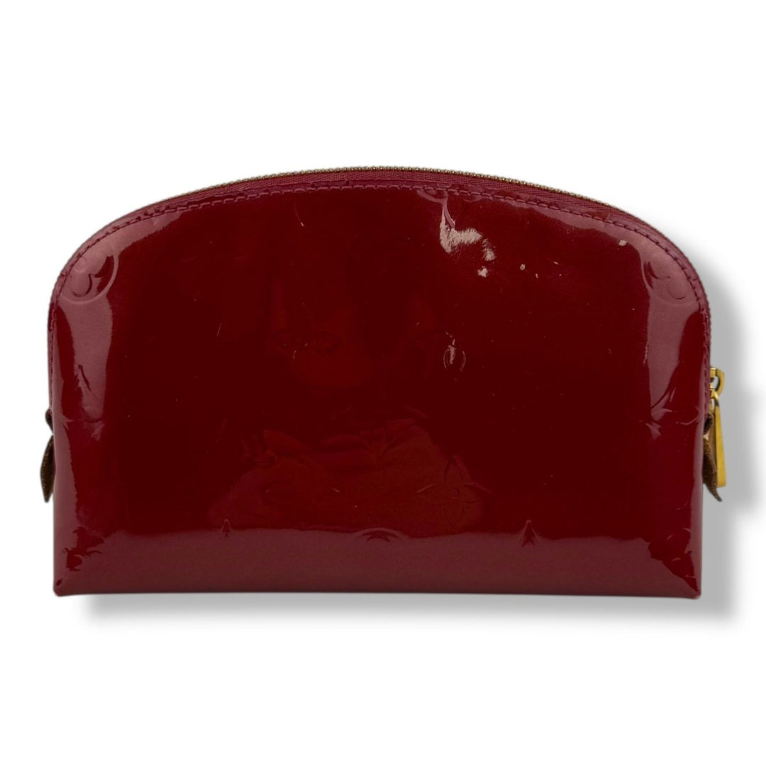 Louis Vuitton Red Vernis Patent Leather Travel Cosmetic PM Pouch - Lux Central
