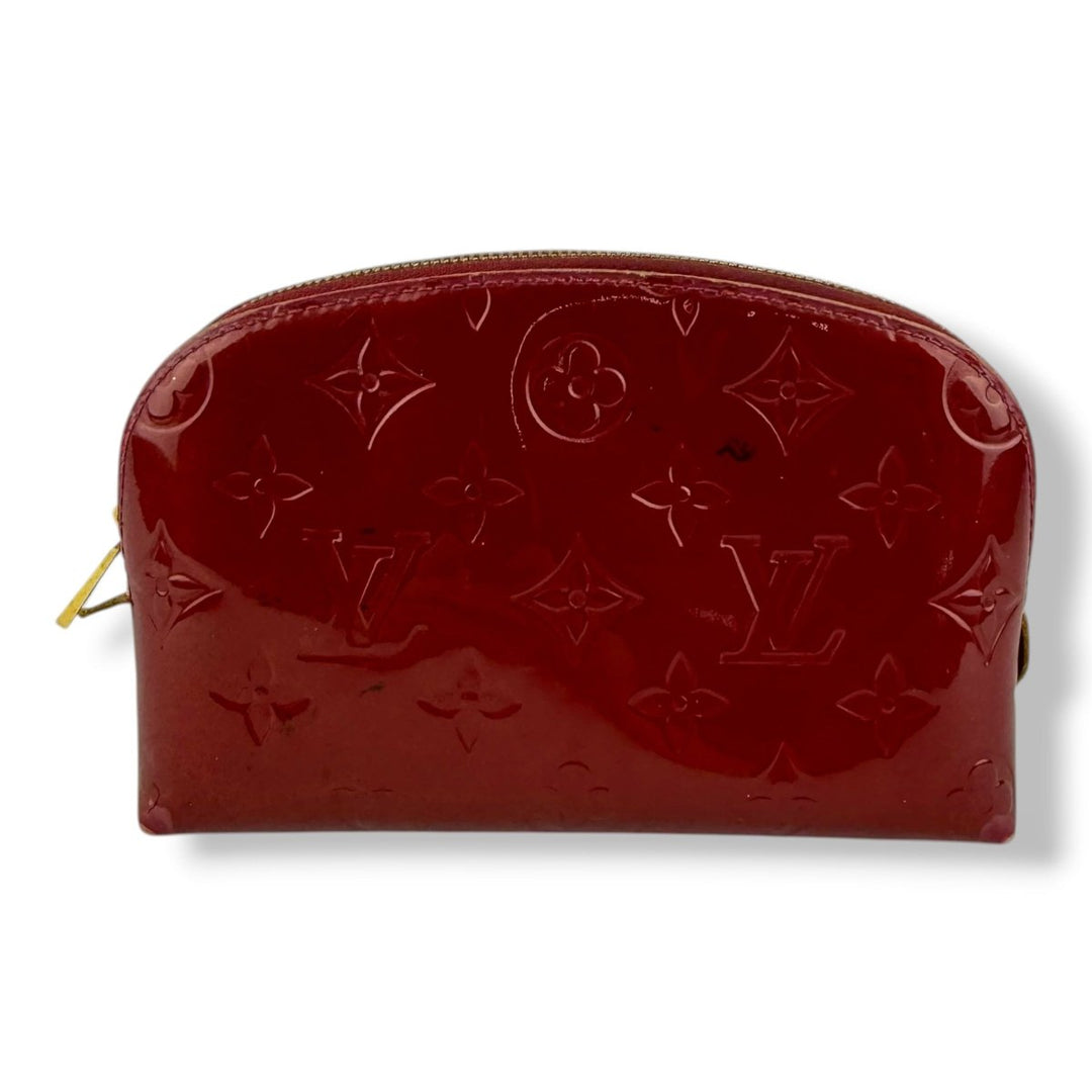 Louis Vuitton Red Vernis Patent Leather Travel Cosmetic PM Pouch - Lux Central