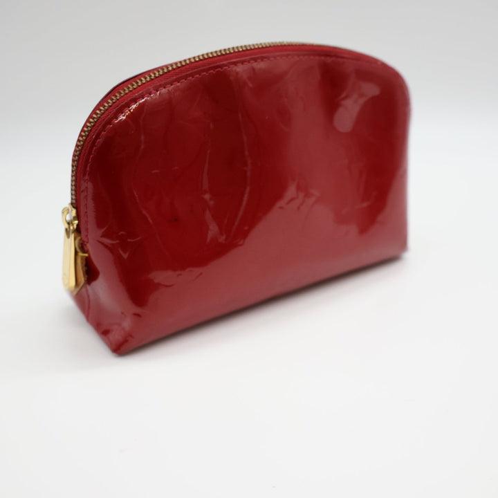 Louis Vuitton Red Vernis Patent Leather Travel Cosmetic PM Pouch - Lux Central