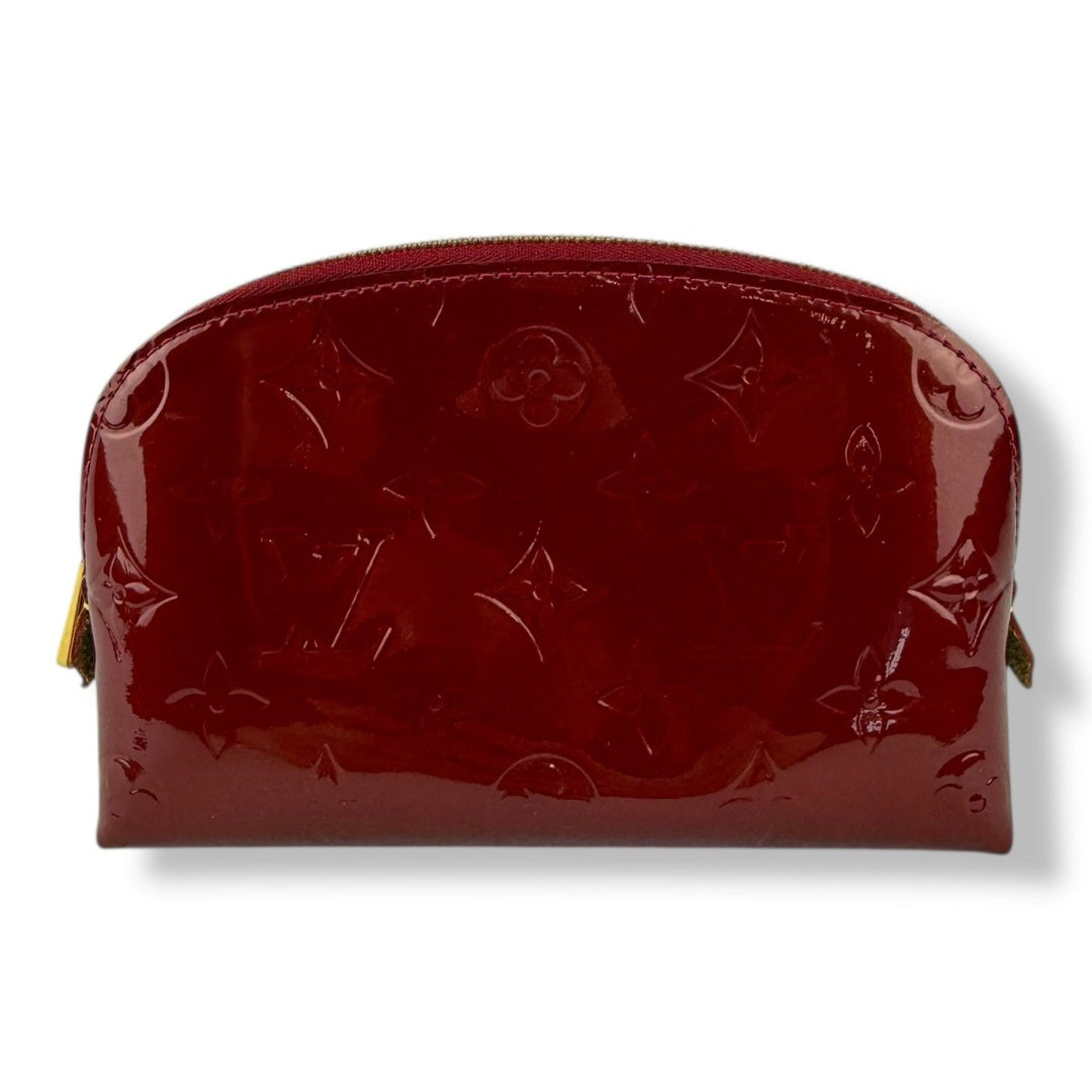 Louis Vuitton Red Vernis Patent Leather Travel Cosmetic PM Pouch - Lux Central