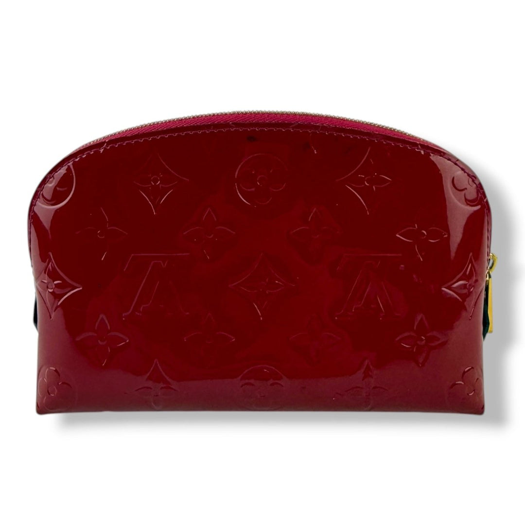 Louis Vuitton Red Vernis Patent Leather Travel Cosmetic PM Pouch - Lux Central