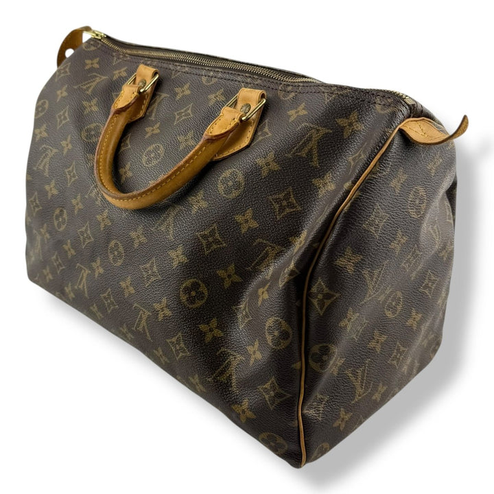 Louis Vuitton Speedy 35 Vintage Brown Monogram Handbag - Lux Central