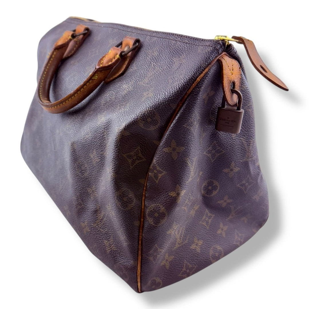 Louis Vuitton Speedy 35 Vintage Brown Monogram Handbag - Lux Central