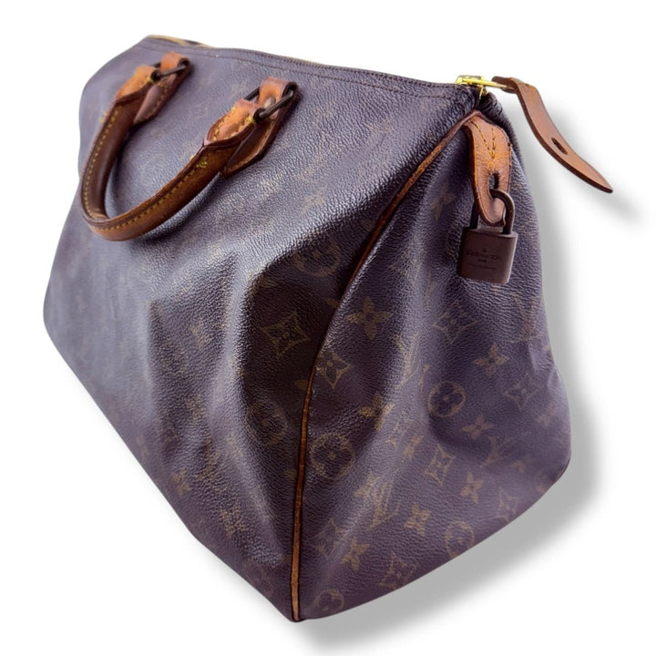 Louis Vuitton Speedy 35 Vintage Brown Monogram Handbag - Lux Central