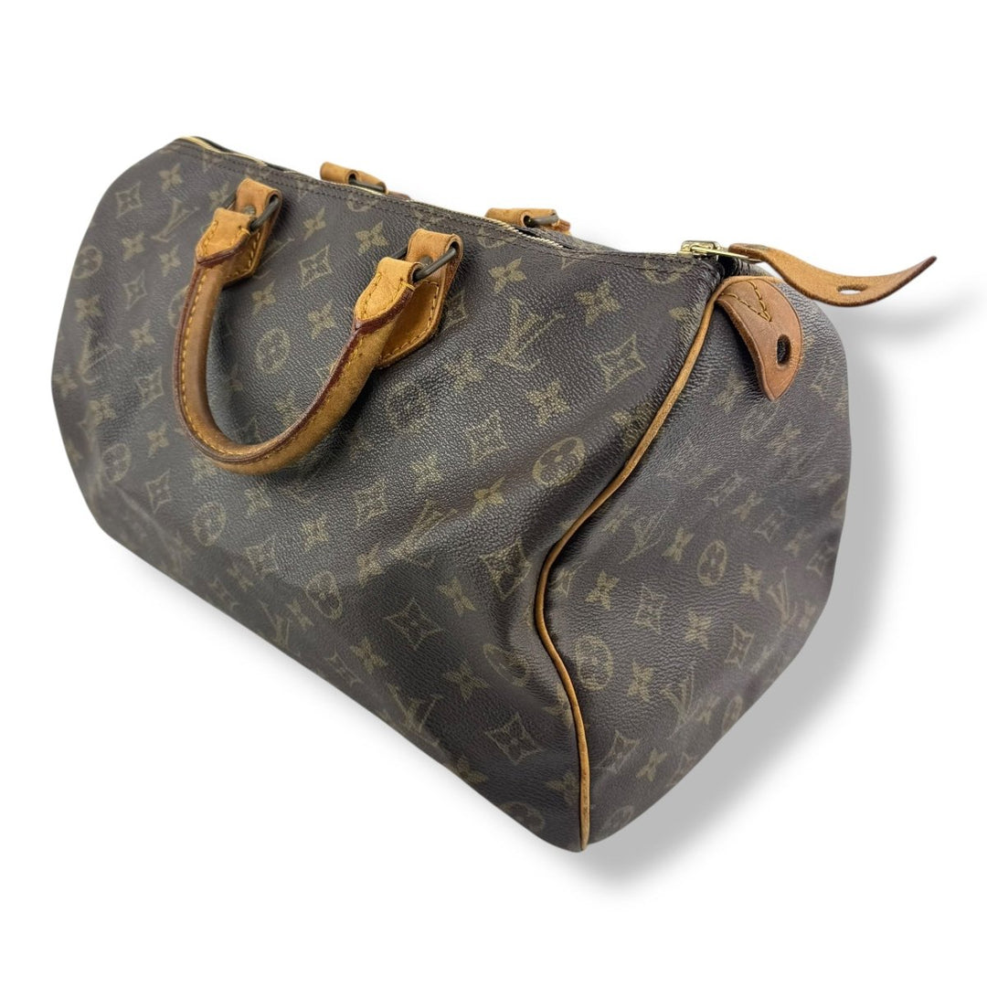 Louis Vuitton Speedy 35 Vintage Brown Monogram Handbag - Lux Central