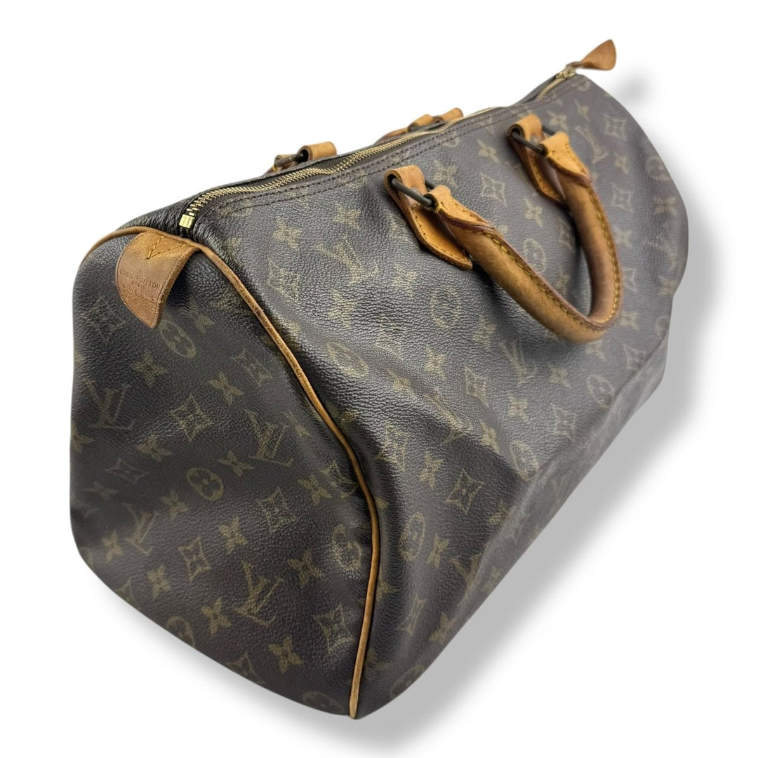 Louis Vuitton Speedy 35 Vintage Brown Monogram Handbag - Lux Central