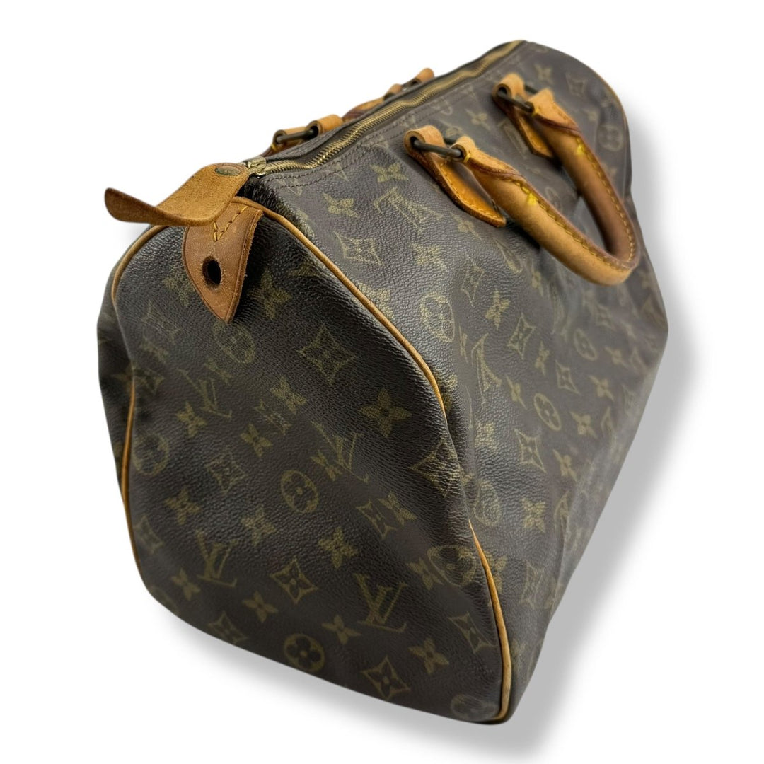 Louis Vuitton Speedy 35 Vintage Brown Monogram Handbag - Lux Central