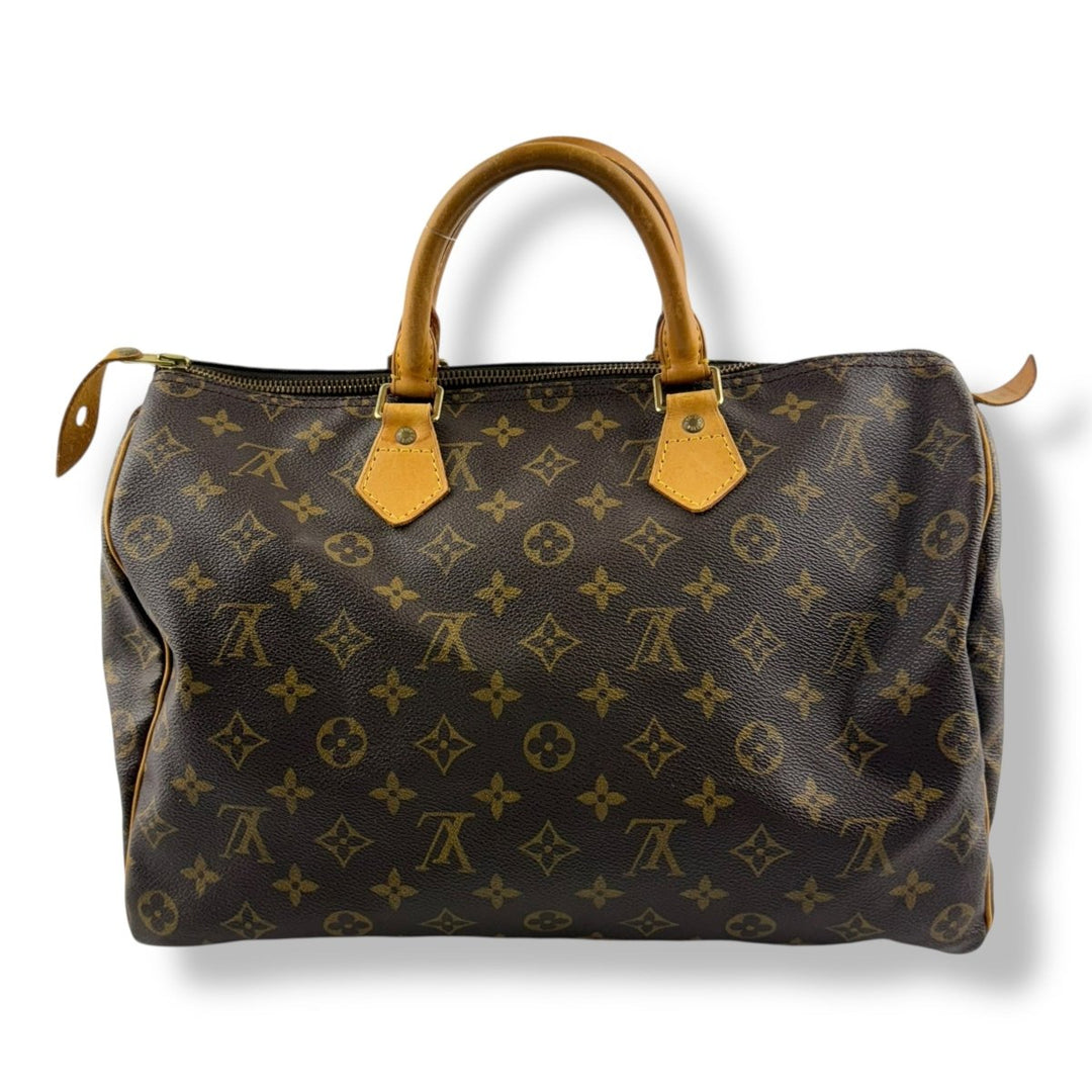 Louis Vuitton Speedy 35 Vintage Brown Monogram Handbag - Lux Central
