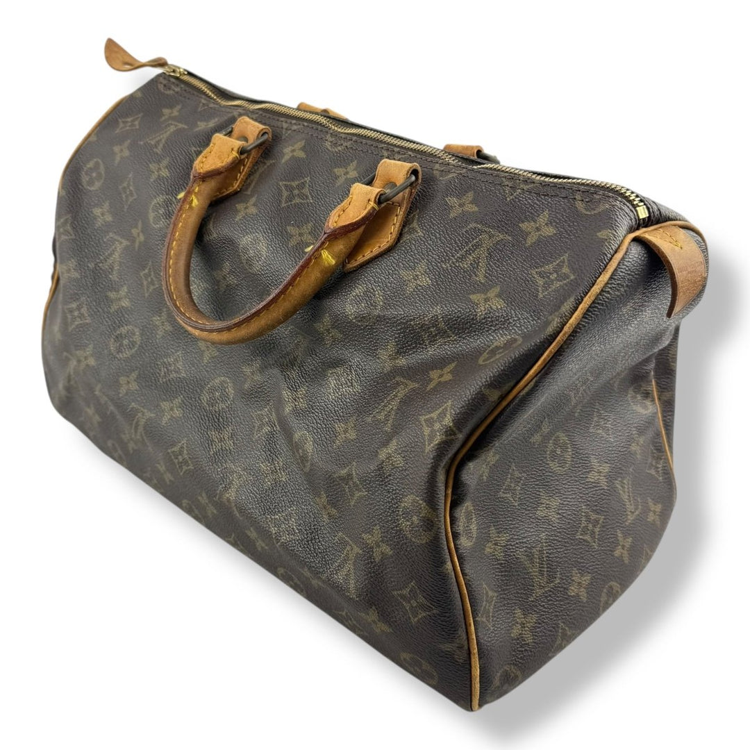 Louis Vuitton Speedy 35 Vintage Brown Monogram Handbag - Lux Central