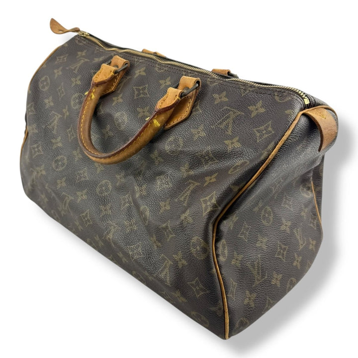 Louis Vuitton Speedy 35 Vintage Brown Monogram Handbag - Lux Central