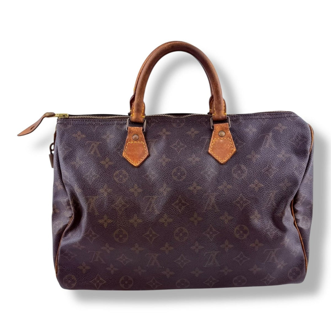 Louis Vuitton Speedy 35 Vintage Brown Monogram Handbag - Lux Central
