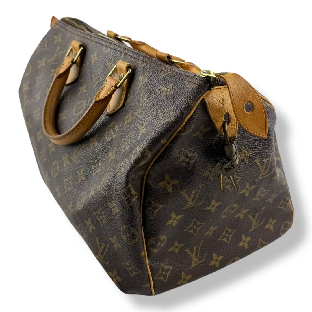 Louis Vuitton Speedy 35 Vintage Brown Monogram Handbag - Lux Central