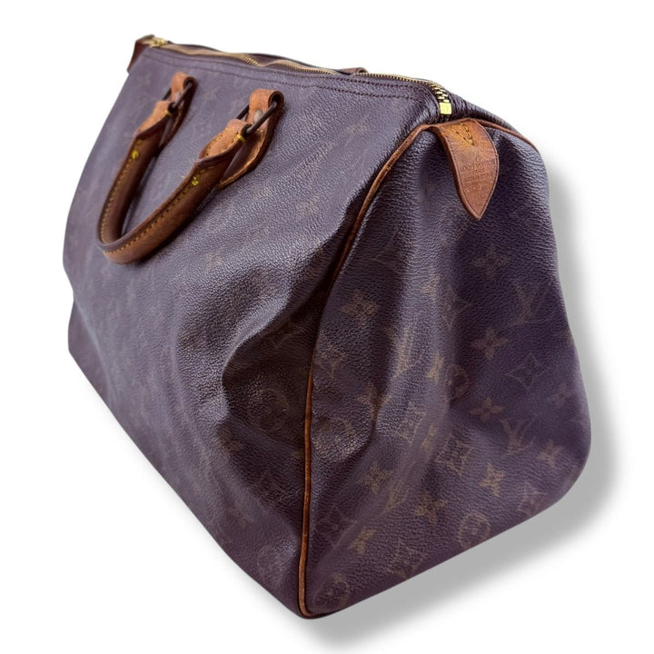 Louis Vuitton Speedy 35 Vintage Brown Monogram Handbag - Lux Central