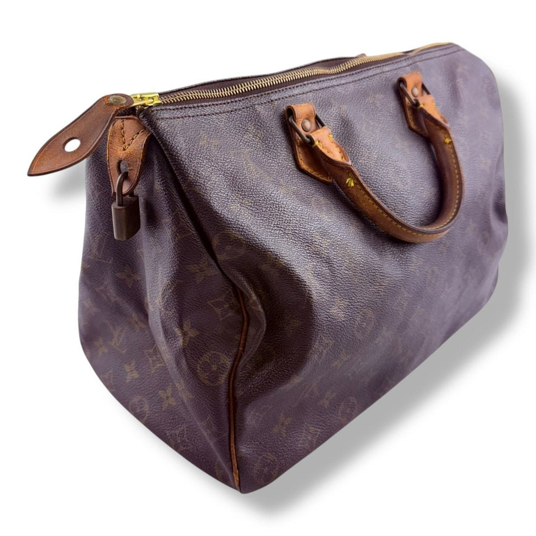 Louis Vuitton Speedy 35 Vintage Brown Monogram Handbag - Lux Central