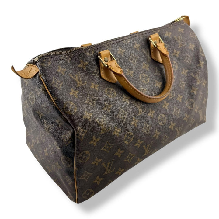 Louis Vuitton Speedy 35 Vintage Brown Monogram Handbag - Lux Central