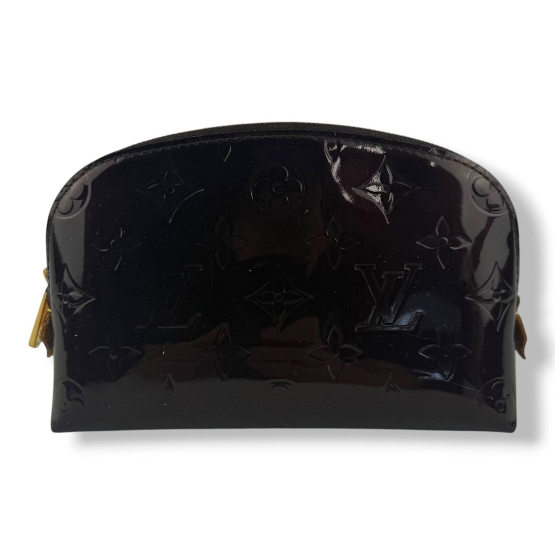 Louis Vuitton Vernis Patent Leather Amarante Monogram Travel Cosmetic Pouch - Lux Central