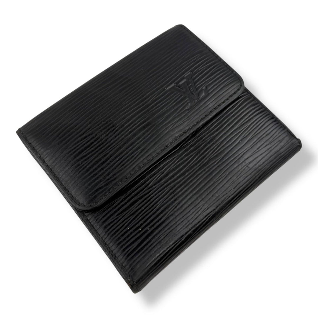 Louis Vuitton Vintage Black Epi Compact Bifold Wallet Purse - Lux Central